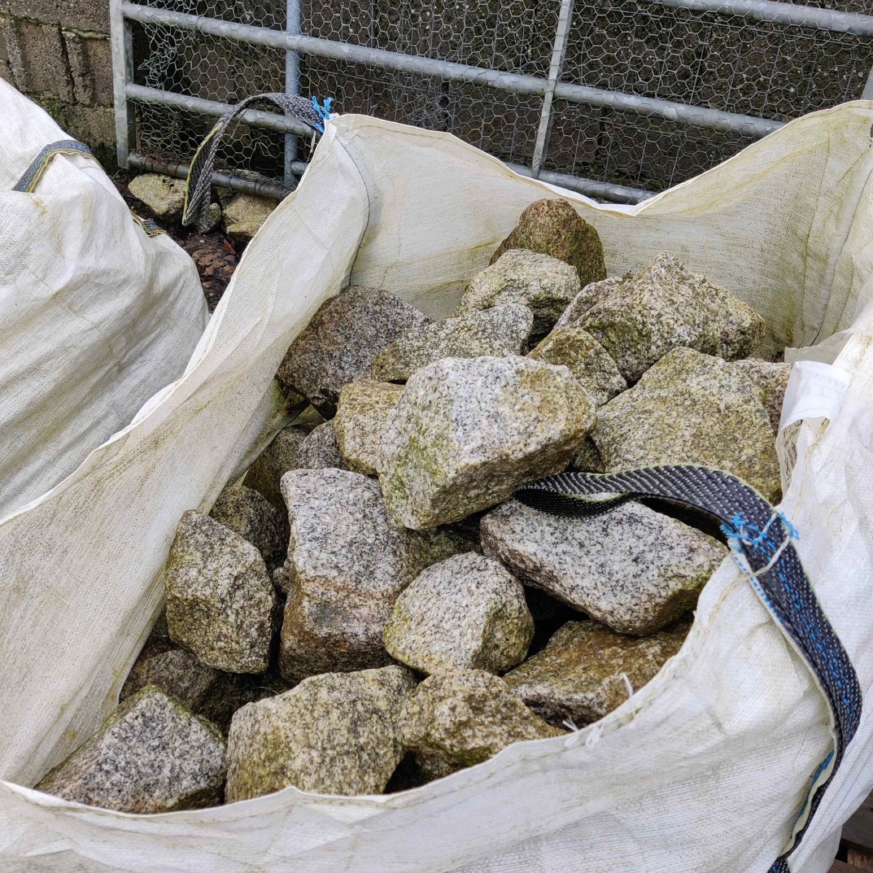 Bulk bags of guillotined Wicklow granite ready for delivery