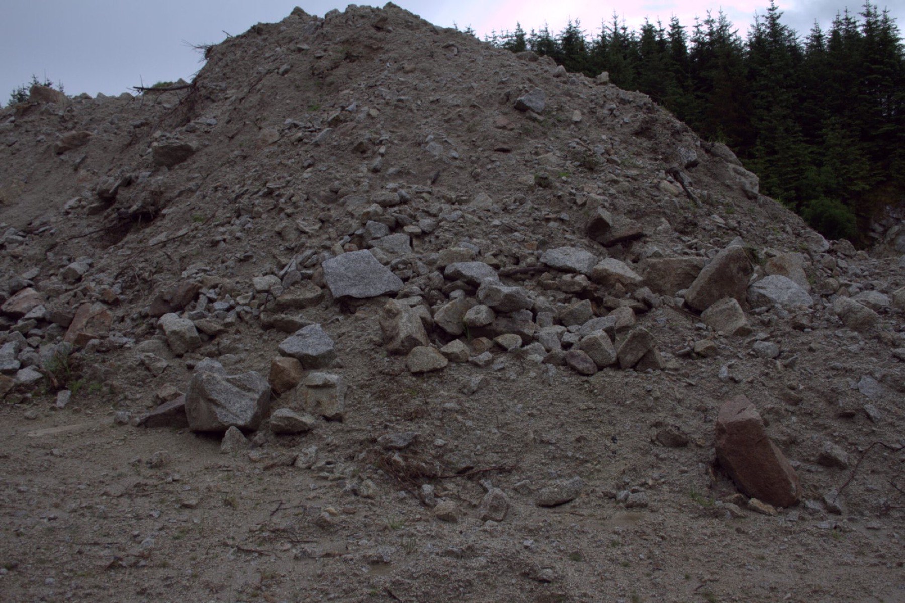 Non-screened granite fill material at the quarry